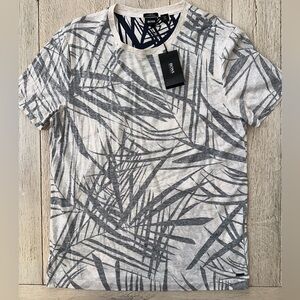 Hugo Boss Slim Fit Cotton-Linen Palm Print Tee - XL